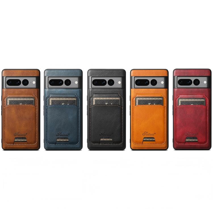 For Google Pixel 8 Suteni H15 Oil Eax Leather Detachable Wallet Back Phone Case(Blue) by Suteni