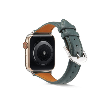 For Apple Watch 3 / 2 / 1 Generations 38mm Universal Thin Leather Strap(Blackish Green) by bashfashion