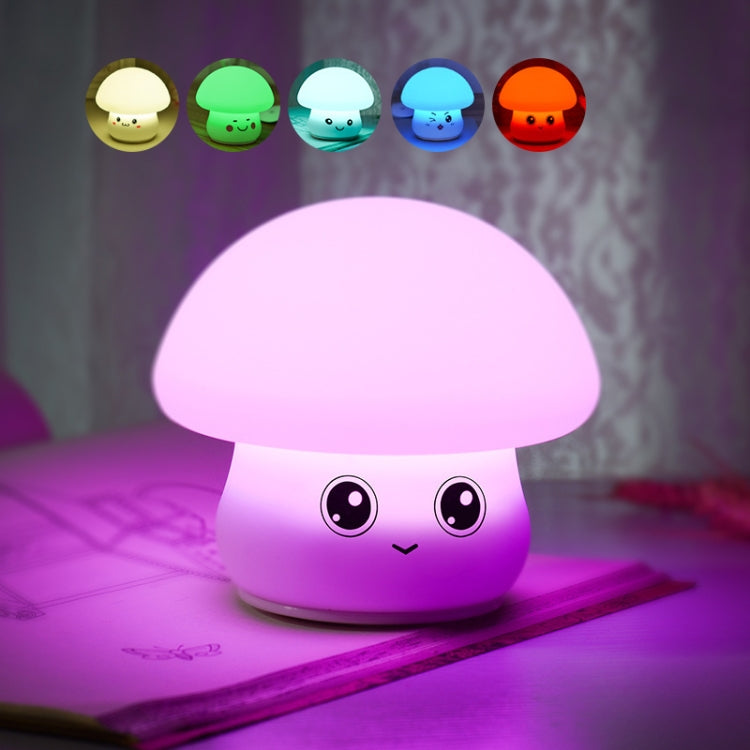 Silicone Colorful Mushroom Night Light Bedside Sleeping Table Lamp, Power source: 0.8W(Handsome Mushroom) by bashfashion