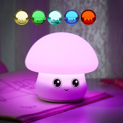 Silicone Colorful Mushroom Night Light Bedside Sleeping Table Lamp, Power source: 0.8W(Handsome Mushroom) by bashfashion