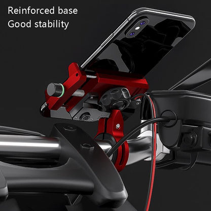 Kewig M6 Aluminum Alloy Motorcycle Mobile Phone Bracket Rechargeable With Switch Waterproof Stable Navigation Bracket(Red) by bashfashion