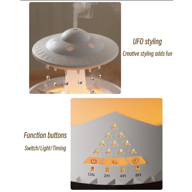 UFO Water Drop Aromatherapy Humidifier Desktop Remote Control Diffuser, Plug: EU Plug(White) by bashfashion