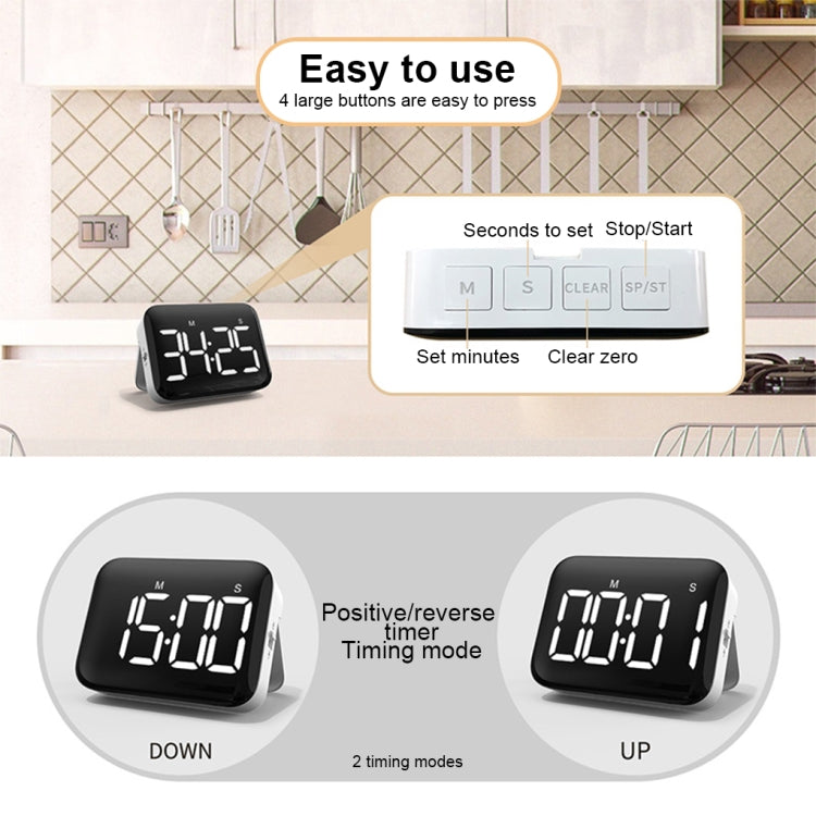 Rechargeable Large Screen LCD Electronic Timing Reminder Alarm Clock Kitchen Baking Timer(Pink) by bashfashion