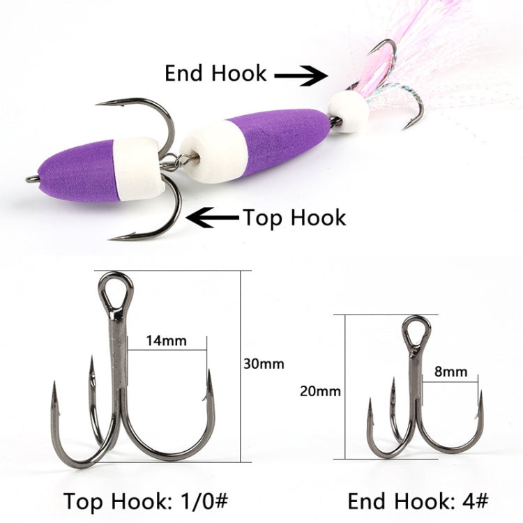 W.P.E PMG-M Foam Hook Soft Worm Bait Three Anchor Hook Fake Lures, Size: M(26) by W.P.E