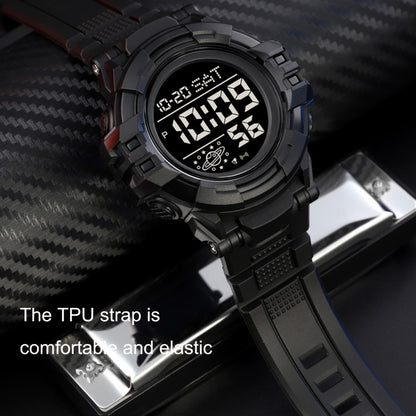 SKMEI 2003 Multifunctional Back Light Sports Watch Mens Countdown Date Alarm Clock Watch(Black White Machine) by SKMEI