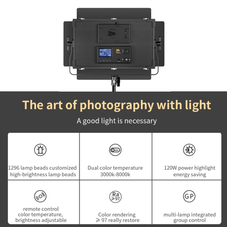 Pixel P45pro High Bright Dual Color Temperature Fill Light 120W Normal Bright Studio Camera Soft Light(A Set With US Plug Adaptor) by Pixel