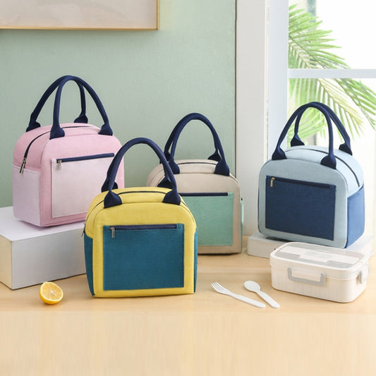 Match Color Cationic Lunch Box Handbag Aluminum Foil Thickened Waterproof Lunch Bag(Beige Green) by bashfashion