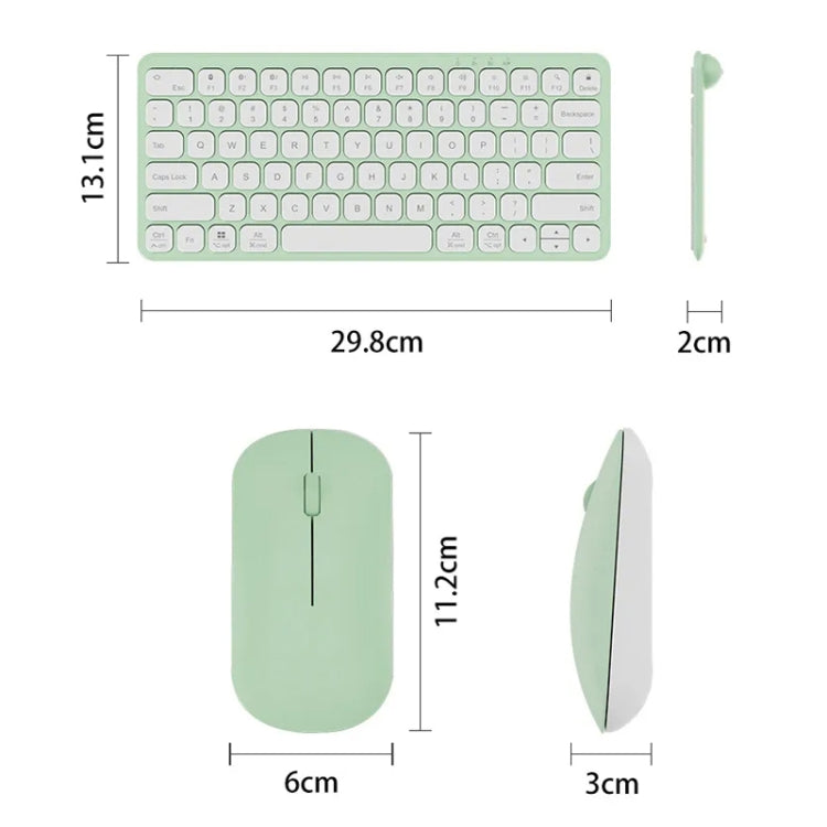 B087 2.4G Portable 78 Keys Dual Mode Wireless Bluetooth Keyboard And Mouse, Style: Keyboard Mouse Set Green by bashfashion