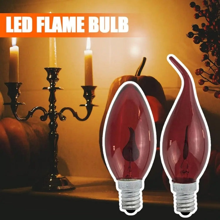 Retro Flame Light Bulb LED Energy-saving Light Source Candle Decorative Light Bulb, Color temperature: E27 Transparent Flame Pointed by bashfashion