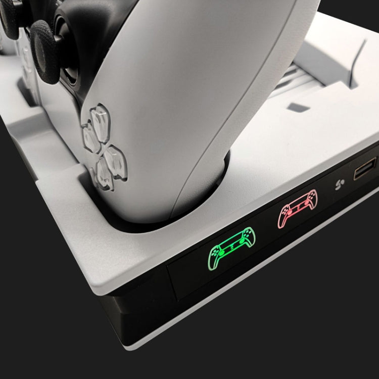 For PS5 Digital / Optical Drive Console Cooling Fan Controller Charging Base With Light Dock Stand(White) by bashfashion