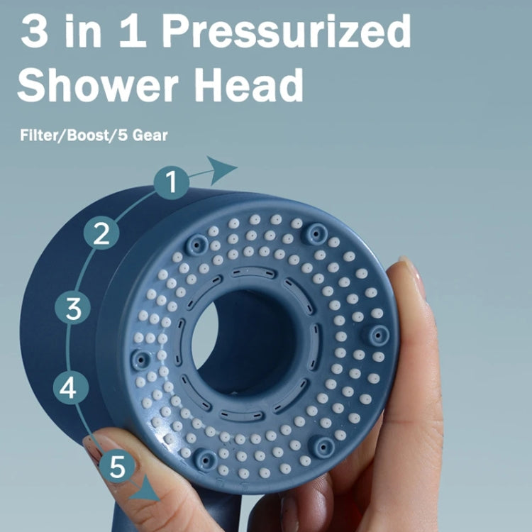 High-Pressure Handheld Shower Head With 5 Spray Modes Filtered Showerhead, Spec: Kit Silver by bashfashion