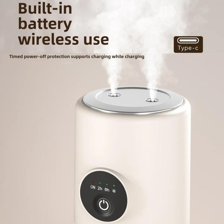 Desktop Dual Port Humidifier Portable Mini Air Purifier With Nightlight, Color: Beige+Base by bashfashion