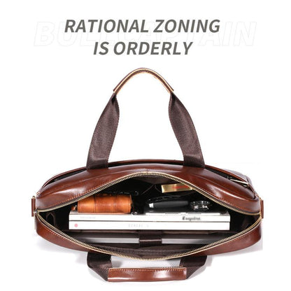 BULL CAPTAIN 054 Large Capacity Retro Business Top Layer Cowhide Hand-held Briefcase(Coffee) by BULL CAPTAIN