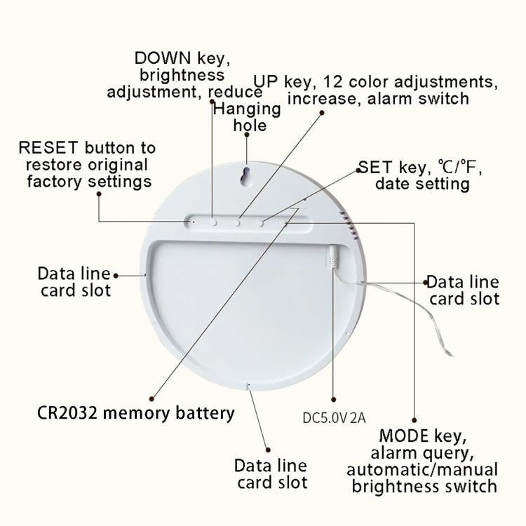 Wifi App Control LED Digital Wall Clock With RGB Light Multi-Functional Alarm Clock(Black Shell Black Surface) by bashfashion