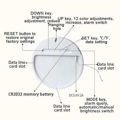 Wifi App Control LED Digital Wall Clock With RGB Light Multi-Functional Alarm Clock(Black Shell Black Surface) by bashfashion