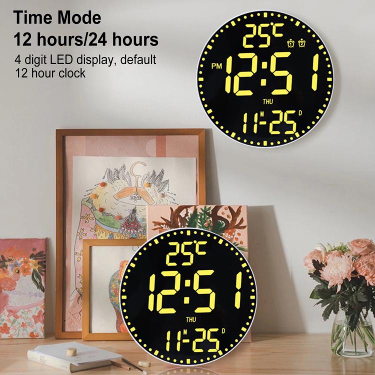 11.6-Inch RGB Wall Clock With Remote Control Multi-Functional Alarm Clock Bamboo+Bamboo by bashfashion