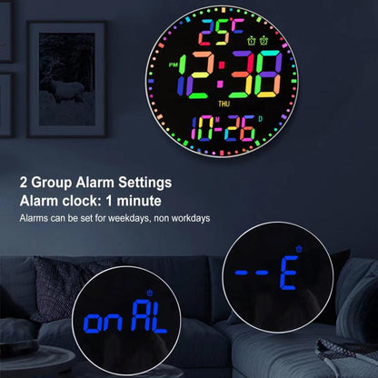 11.6-Inch RGB Wall Clock With Remote Control Multi-Functional Alarm Clock White+Black by bashfashion