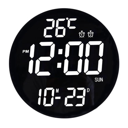 11.6-Inch White Light Wall Clock With Remote Control Multi-Functional Alarm Clock White+Black by bashfashion