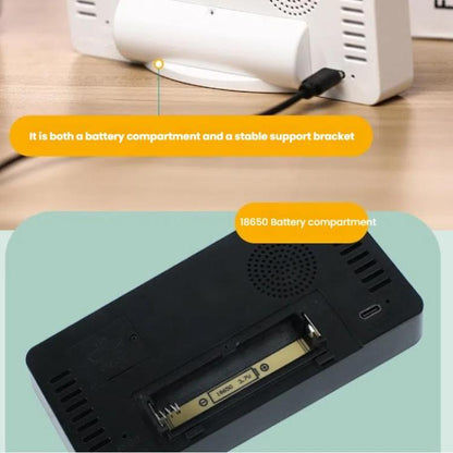 LED Mirror Digital Clock with Type-C Charging Port & 18650 Battery Compartment (Battery Not Included)(White+Blue) by bashfashion