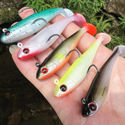 PROBEROS DW6092N12A 5pcs / Set T-Tail Lua False Bait Single Hook Full Swimming Submerged Imitation Soft Lure by PROBEROS