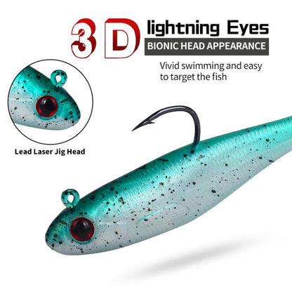 PROBEROS DW6092N12A 5pcs / Set T-Tail Lua False Bait Single Hook Full Swimming Submerged Imitation Soft Lure by PROBEROS
