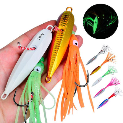 60G PROBEROS LF159 Luminous Bearded Squid Hook Slow Cranking Road Runner Iron Plate Bionic False Bait(C) by PROBEROS