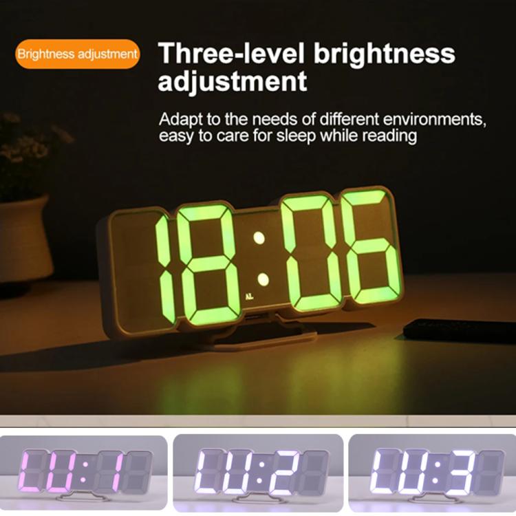 RGB Color Changing 3D Digital Clock With Voice Control, Adjustable Brightness, Temperature Display & Remote, Spec: Ordinary White by bashfashion