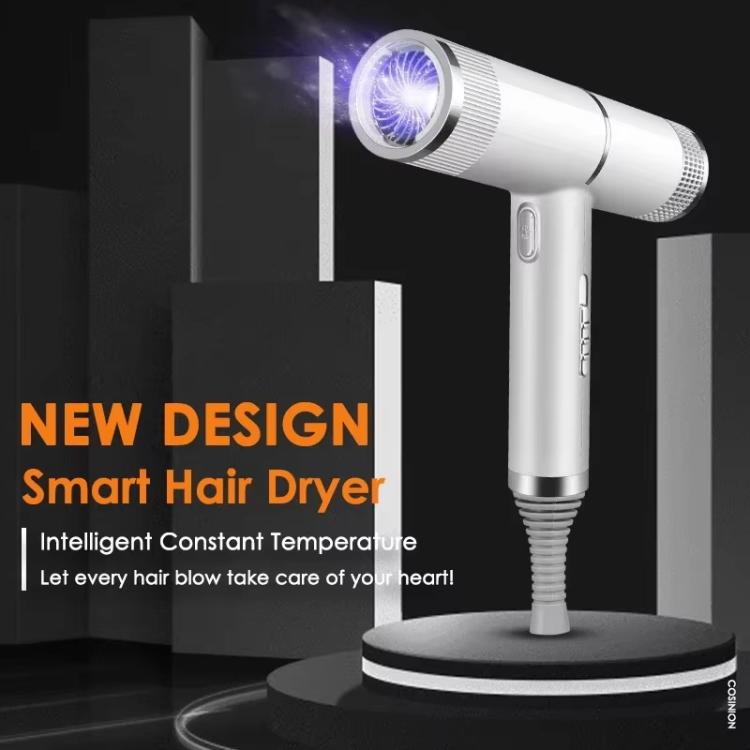 T-Shaped Hair Dryer with Smart Inverter Technology High-Power Blow Dryer for Home & Salon Use EU Plug With 3 Nozzles(White) by bashfashion