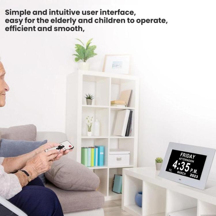 7-inch Digital Frame Calendar Day Clock With 3 Medication Alerts, 5 Custom Alarms, Multi-Language Support US Plug White by bashfashion