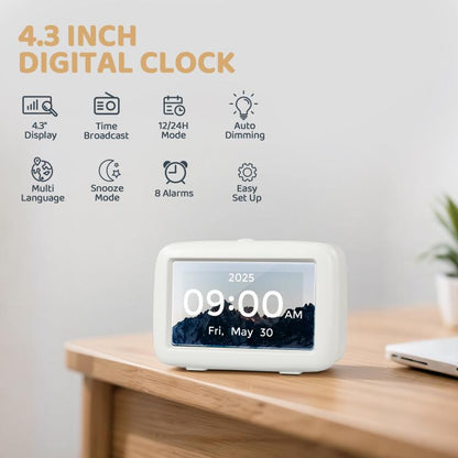 4.3-Inch Desktop Digital Clock With Time And Date For Dementia(White) by bashfashion