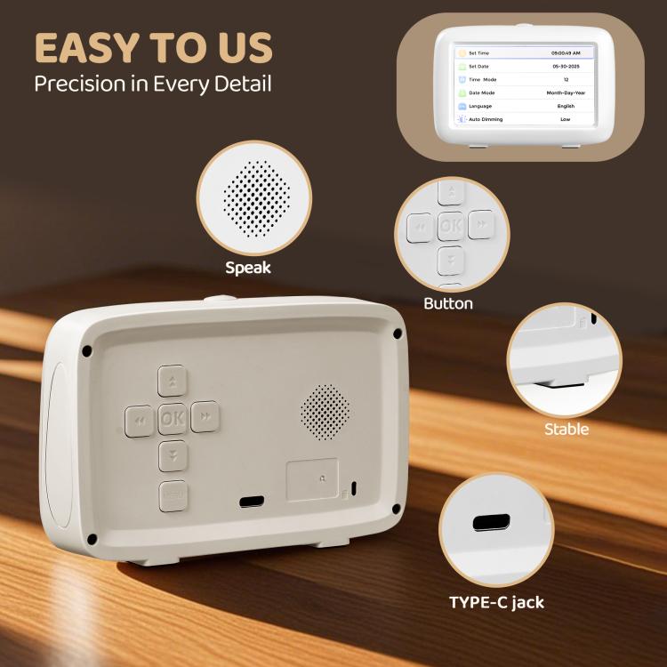 4.3-Inch Desktop Digital Clock With Time And Date For Dementia(White) by bashfashion