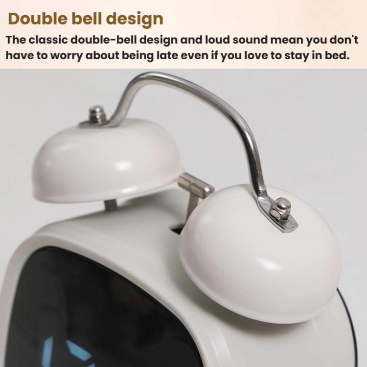 Loud Metal Powerful Ringing Clock LED Multifunction Clock, Color: Black Shell Blue Light by bashfashion